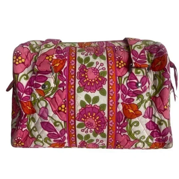 Vera Bradley Pink Paisley Bowler Bag - Picture 2 of 10